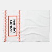 Gepersonaliseerde theedoek van zwart en rood op wi (Horizontaal)