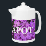 Gepersonaliseerde theepot in aangepaste fotoprint<br><div class="desc">Gepersonaliseerde theepot in aangepaste fotoprint. Schattige cadeau-idee voor vrienden en familie die houden van drink thee. Ook geweldig voor de kantoor. Inclusief deksel. Upload je eigen afbeelding of afbeelding. Roze bloem voorbeeld.</div>