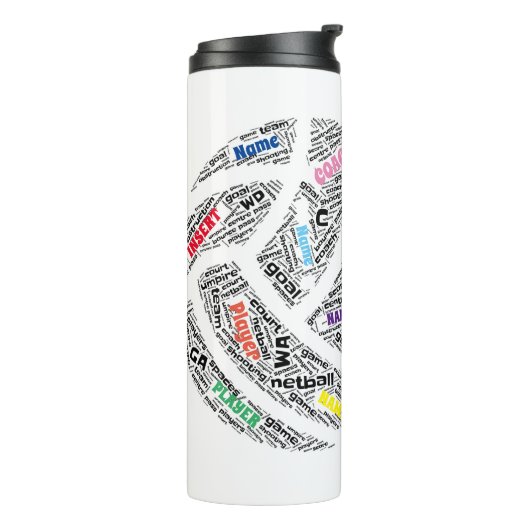 Gepersonaliseerde thermische mok van het Netball T (Gedraaid links)