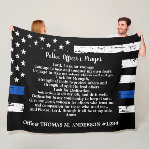 Gepersonaliseerde Thin Blue Line Police Officer Pr Fleece Deken