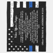 Gepersonaliseerde Thin Blue Line Police Officer Pr Fleece Deken (Voorkant)