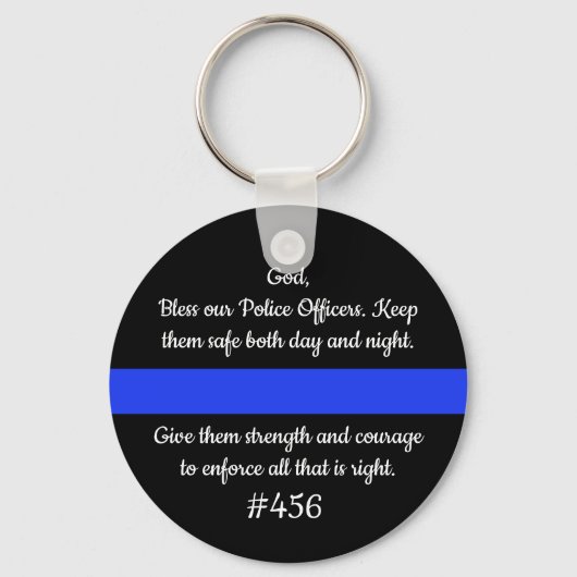 Gepersonaliseerde Thin Blue Line Police Officers P Sleutelhanger (Voorkant)