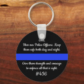 Gepersonaliseerde Thin Blue Line Police Officers P Sleutelhanger (Voorkant)