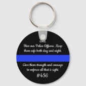 Gepersonaliseerde Thin Blue Line Police Officers P Sleutelhanger (Achterkant)