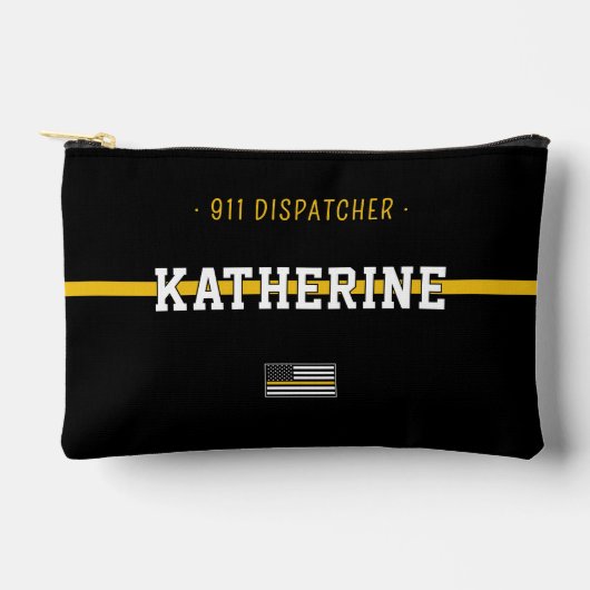 Gepersonaliseerde Thin Gold Line US Flag 911 Dispa Etui (Voorkant)