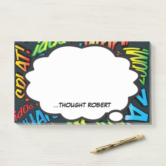 Gepersonaliseerde Think Bubble Leuk Kleurrijk Stri Post-it® Notes (Op bureau)