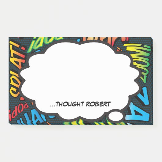 Gepersonaliseerde Think Bubble Leuk Kleurrijk Stri Post-it® Notes (Voorkant)
