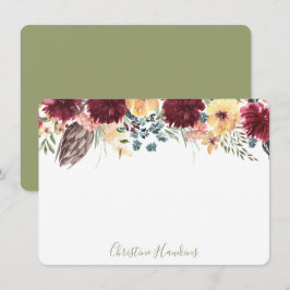 Gepersonaliseerde Thistle Waterverf Floral Blooms Notitiekaartje