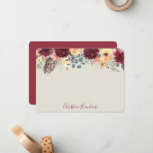 Gepersonaliseerde Thistle Waterverf Floral Blooms Notitiekaartje (Voorkant / Achterkant in situ)