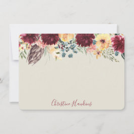 Gepersonaliseerde Thistle Waterverf Floral Blooms Notitiekaartje