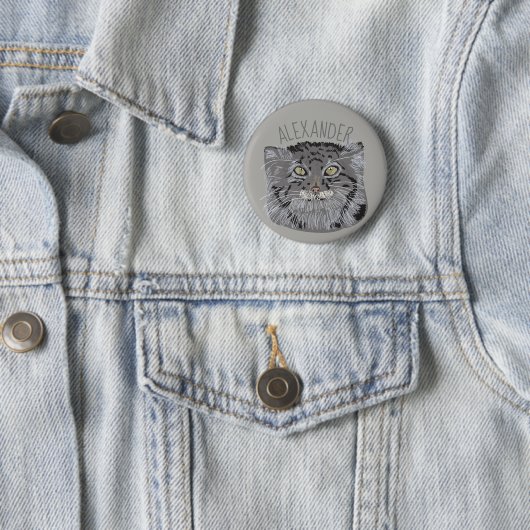 Gepersonaliseerde Tibetaanse Pallas Cat-Button in  Ronde Button 5,7 Cm (In situ)