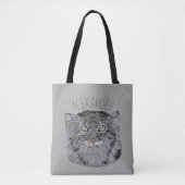 Gepersonaliseerde Tibetaanse Pallas Cat Gray Canva Tote Bag (Voorkant)