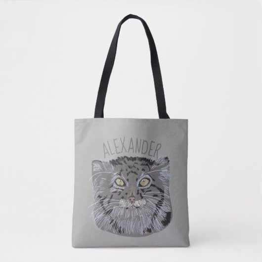 Gepersonaliseerde Tibetaanse Pallas Cat Gray Canva Tote Bag (Voorkant)