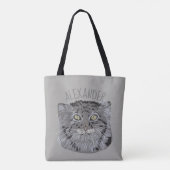 Gepersonaliseerde Tibetaanse Pallas Cat Gray Canva Tote Bag (Achterkant)
