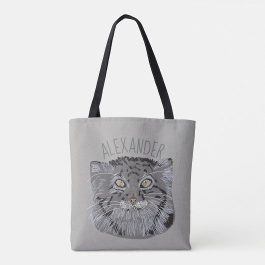 Gepersonaliseerde Tibetaanse Pallas Cat Gray Canva Tote Bag (Achterkant)