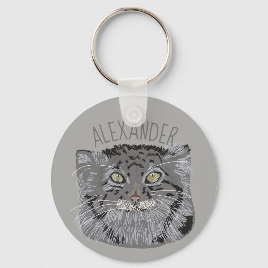 Gepersonaliseerde Tibetaanse Pallas Cat Gray Sleut Sleutelhanger (Voorkant)