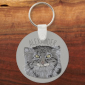 Gepersonaliseerde Tibetaanse Pallas Cat Gray Sleut Sleutelhanger (Voorkant)