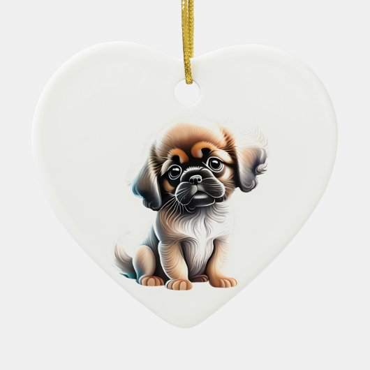 Gepersonaliseerde Tibetaanse Spaniël Puppy Keramisch Ornament (Voorkant)