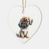 Gepersonaliseerde Tibetaanse Spaniël Puppy Keramisch Ornament (Links)