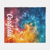Gepersonaliseerde Tie Dye Gooi Deken met Naam (Voorkant (Horizontaal))