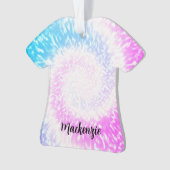Gepersonaliseerde Tie Dye Hippy Swirl TShirt Kerst Ornament (voorkant)