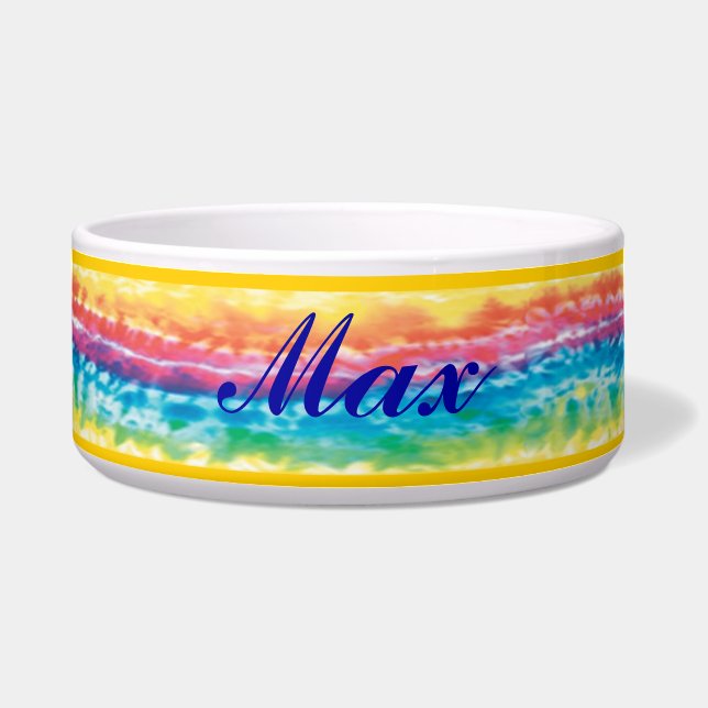 Gepersonaliseerde Tie Dye Pet Bowl Voerbakje (Voorkant)
