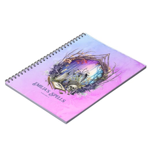 Gepersonaliseerde Tienerheks Spell Book Grimoire Notitieboek (Linkerzijde)