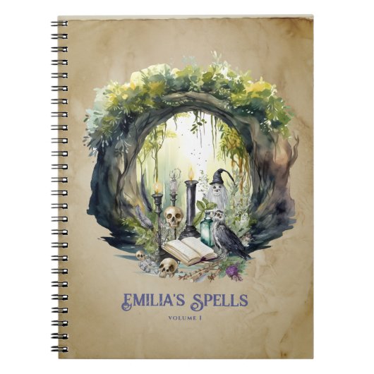 Gepersonaliseerde Tienerheks Spell Book Grimoire Notitieboek (Voorkant)