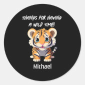 Gepersonaliseerde Tiger Cub verjaardagsfeestje Ronde Sticker (Voorkant)