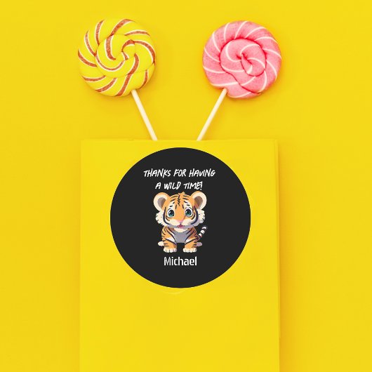 Gepersonaliseerde Tiger Cub verjaardagsfeestje Ronde Sticker
