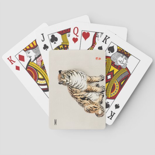 Gepersonaliseerde Tiger Japanse illustratie Pokerkaarten (Achterkant)