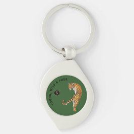 Gepersonaliseerde Tiger Monogram Groene Achtergron Sleutelhanger