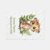 Gepersonaliseerde Tiger Oerwoud Safari Baby Deken (Voorkant (Horizontaal))