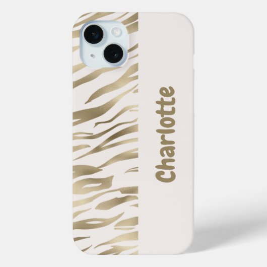 Gepersonaliseerde Tiger print gouden iPhone Case (Achterkant)