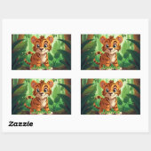 Gepersonaliseerde Tiger Stickers. Woodland Baby Ti Rechthoekige Sticker (Vel)