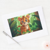Gepersonaliseerde Tiger Stickers. Woodland Baby Ti Rechthoekige Sticker (Envelop)