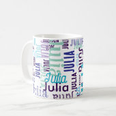 Gepersonaliseerde tinten van blauwe typografie koffiemok (Voorkant links)