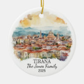 Gepersonaliseerde Tirana Ornament, Albanië Gift Keramisch Ornament (Voorkant)