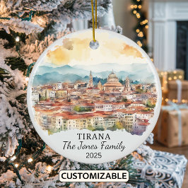 Gepersonaliseerde Tirana Ornament, Albanië Gift Keramisch Ornament