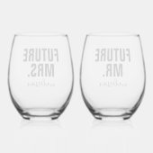 Gepersonaliseerde toekomst Mr en Mrs Naam Bruiloft Wijnglas Zonder Voet (Achterkant)