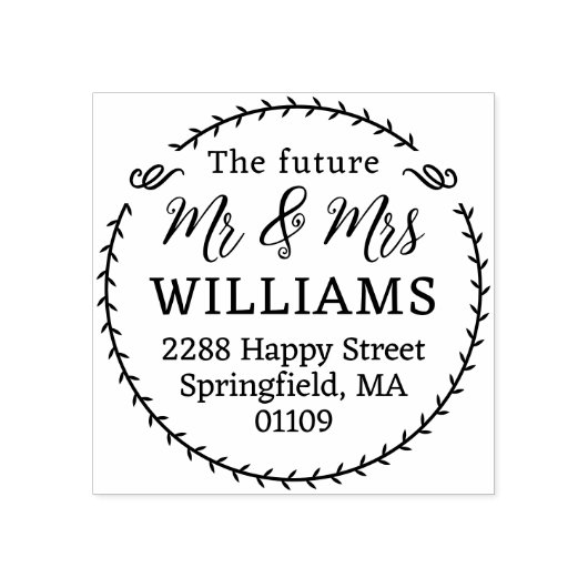 Gepersonaliseerde toekomst Mr & Mrs Round retourad Rubberstempel (Afrduk)