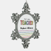 Gepersonaliseerde toekomstige leerkrachten kleurri tin sneeuwvlok ornament (Links)