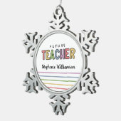 Gepersonaliseerde toekomstige leerkrachten kleurri tin sneeuwvlok ornament (Rechts)