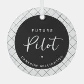 Gepersonaliseerde toekomstige piloot Elegant Glas Ornament (Voorkant)