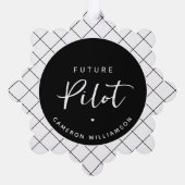 Gepersonaliseerde toekomstige piloot Elegant Ornament Kaart (Achterkant)