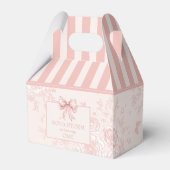 Gepersonaliseerde Toile Blush Roze Coquette Verjaa Bedankdoosjes (Voorkant Zijde)