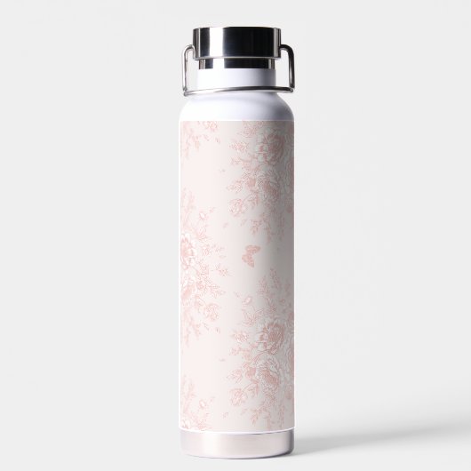 Gepersonaliseerde Toile Blush Roze Coquette Verjaa Waterfles (Achterkant)