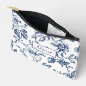 Gepersonaliseerde toilettas - Blauw bloemontwerp Etui (Open)