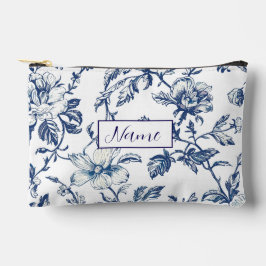 Gepersonaliseerde toilettas - Blauw bloemontwerp Etui