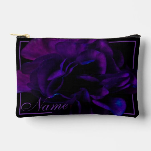 Gepersonaliseerde toilettas - Blauw & Paarse Bloem Etui (Voorkant)